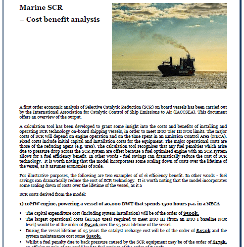 Marine SCR - Cost benefit analysis