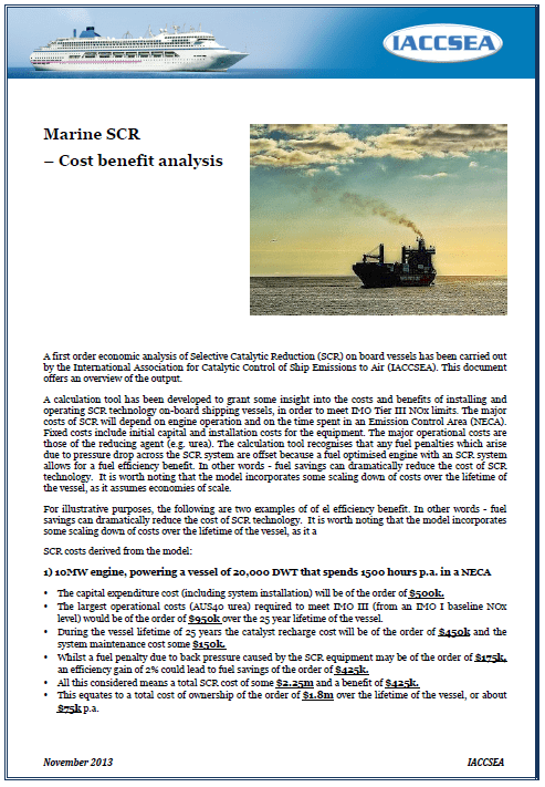Marine SCR - Cost benefit analysis