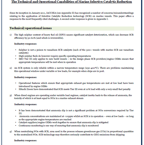 Marine SCR - Technical and operational capabilities